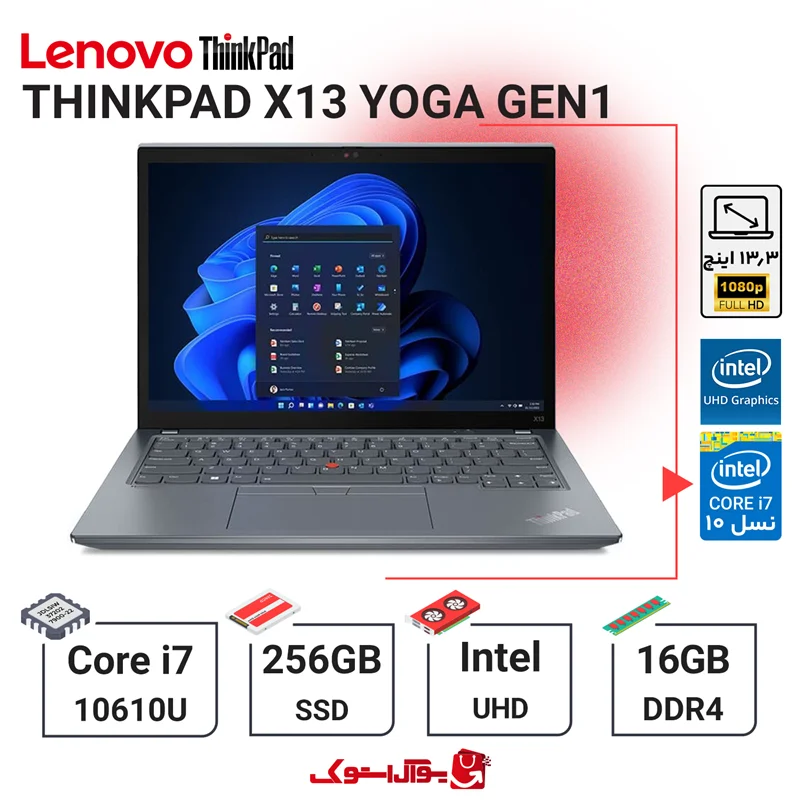 لپ تاپ استوک Lenovo ThinkPad X13 Yoga Gen 1 i7 نسل 10 تبلت شو